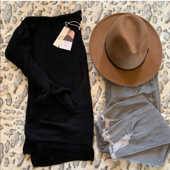 Black Knit Deep V Open Back Sweater - Picture 3 of 6